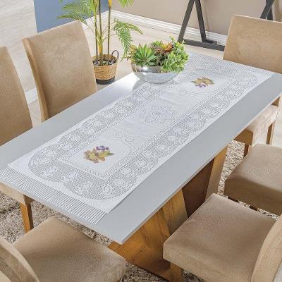 Trilho De Mesa Em Renda Com Transfer Flores 1,47m X 40cm 100% Poliéster - Flores