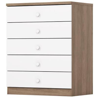 Comoda Infantil 5 Gavetas 75 Cm Bala De Menta Rustico Branco Henn Rustico Branco