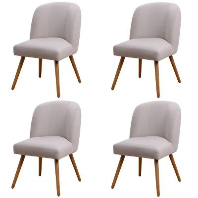 Kit 04 Cadeiras De Jantar Cléo Pés Palito Linho Cru - Nexta Casa