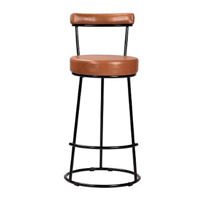Banqueta Alta Cozinha 70cm Encosto Industrial Aço Ziria Pu S02 - D'rossi Cor Caramelo