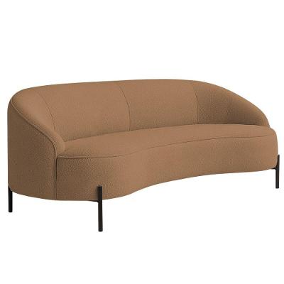 Sofá Curvo Porto 03 Lugares 180cm Pés Preto Bouclé Terracota - Nexta Casa