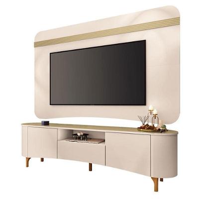 Rack Bancada Elara Com Painel Armony Off White Champanhe - Hb Móveis