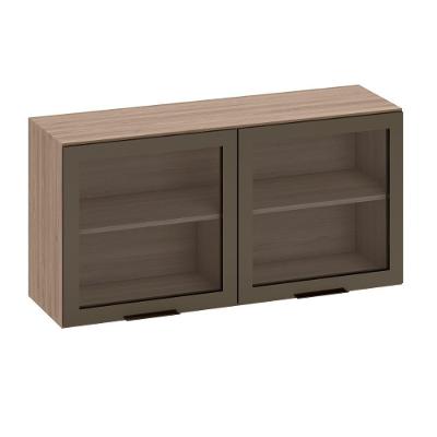 Armario Cozinha Aereo Etna 120 Cm Com 2 Portas De Vidro Fumê Carvalho Oak Carvalho Oak