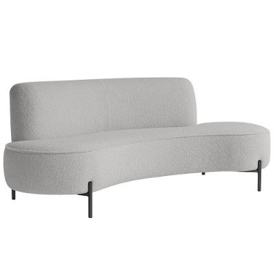 Sofá Orgânico 2 Lugares 150cm Argos Pés Preto Bouclé Cinza Claro - Nexta Casa