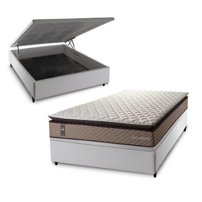 Conjunto Box Baú Atlanta 138x188 Bege Espuma D45 King House