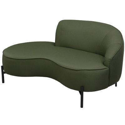 Sofá Curvo 3 Lugares 180cm Braço Esq. Thommy Pés Preto Linho Verde - Nexta Casa