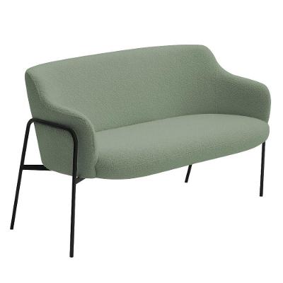 Sofá Namoradeira 02 Lugares 130cm Jade Base Preto Bouclé Verde Claro - Nexta Casa