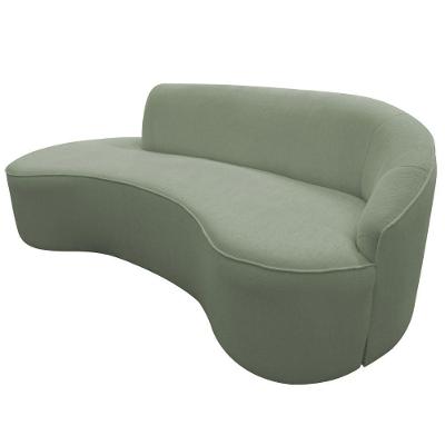 Sofá Curvo 03 Lugares 210cm Eron Braço Esquerdo Bouclé Verde Claro - Nexta Casa