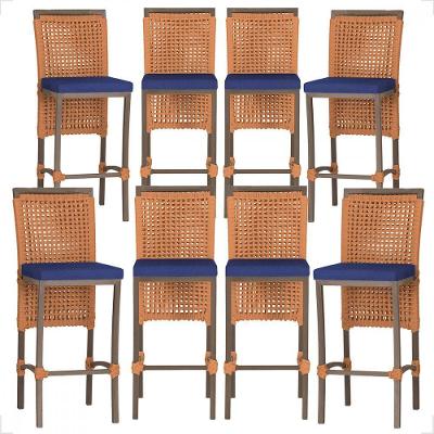 8 Banqueta Em Alumínio Roma Marrom Corda Náutica Tecido 10 Terra Cota Unico
