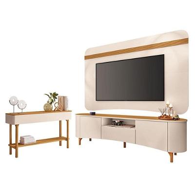 Rack Bancada Elara E Painel Armony Com Aparador Fiero Off White Cinamomo - Hb Móveis