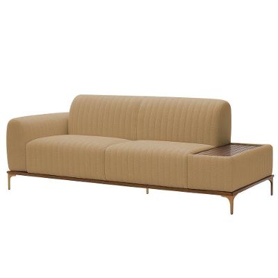 Sofá Molino 3 Lugares 180cm C/mesa Auxiliar Esquerdo Pés Ouro.f Bouclé Camel - Nexta Casa