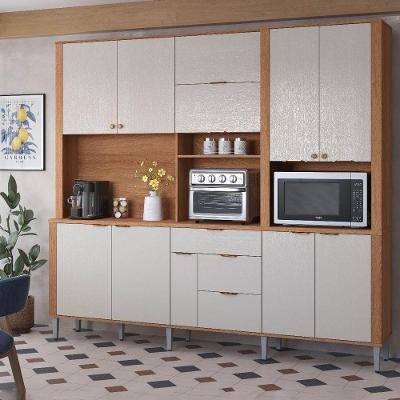 Armário De Cozinha Astra 10 Portas 4 Gavetas Jequitibá/areia - Lukaliam