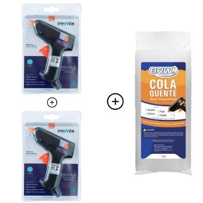 Kit Pistola para Cola Quente Fina Pequena 10W Bivolt com Bastão de Cola Fino 1KG 2 Unidades BRW