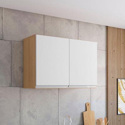 Armário Cozinha Aéreo 81cm Com 2 Portas Leticia A01 - D'rossi Cor Amendoa E Branco