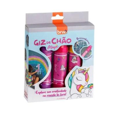 Giz de Chão BRW 3 Cores BRW Magic Atóxico para Crianças com Formato Anatômico 1 Unidade