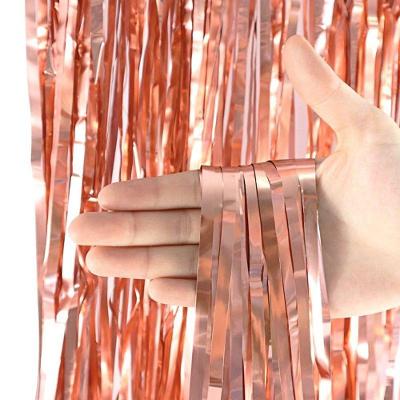 Cortina para Decoração Gold Rosê Metalizada em Plástico 200CM X 100CM Kit 10 Rosê Wincy