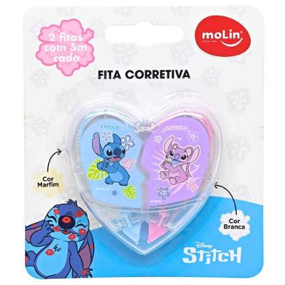 Fita Corretiva Molin do Brasil Dupla 5M Cada Stitch e Angel Cobertura Limpa 1 Unidade