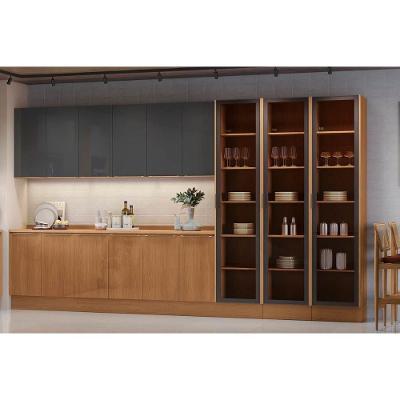 Cozinha Completa Vibra 12 Portas MDF 80cm Grafite com Balcões Aéreos e Paneleiros