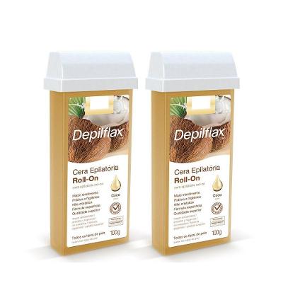 Kit Cera Depilatória Roll On Quente Coco 100G para Depilação Corporal com Óleo de Coco Hidratante