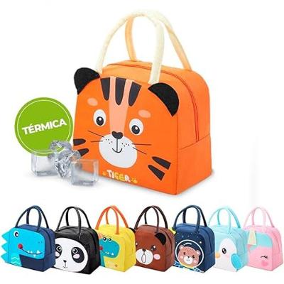 Bolsa Térmica Lancheira Infantil FG Unissex Porta Marmita com Estampa de Bichinhos Marrom