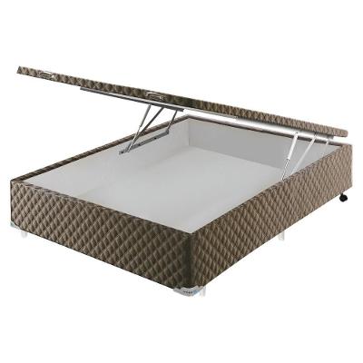 Base para Cama Box Casal com Baú 138x188cm Suede Marrom Cristalflex