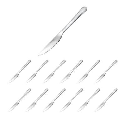 Jogo de Facas de Churrasco Jogo com 12 Aço Inox com Acabamento Polido para Corte Preciso Prata Yeet
