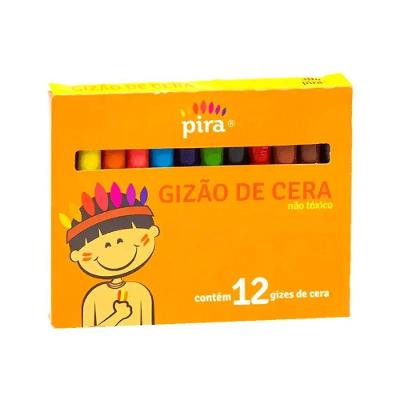 Giz de Cera Piratininga Gizão 12 Cores Macio Formato Grande para Desenho Infantil e Uso Escolar