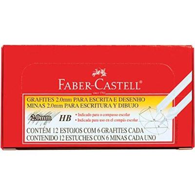 Grafite 2.0mm Hb Faber-Castell Estojo com 6 Unidades para Escrita Suave e Desenhos