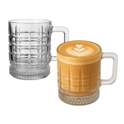 Jogo 2 Canecas Elusia para Café e Cappuccino em Vidro Relevo Quadrado Transparente em Casa Tem