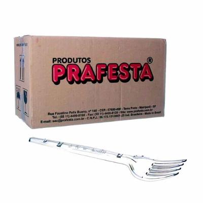 Garfo para Refeição PR 7020 100% Plástico Rígido Cristal para Festas e Restaurantes Transparente