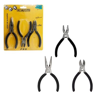 Jogo de Mini Alicates Jogo 3 Mini Alicate com Mola 4 e 5'' com Mola de Retorno Preto Startools