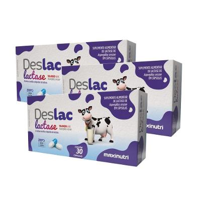 Suplemento Alimentar Maxinutri Deslac Lactase 10.000 FCC para Intolerância à Lactose sem Glúten Kit