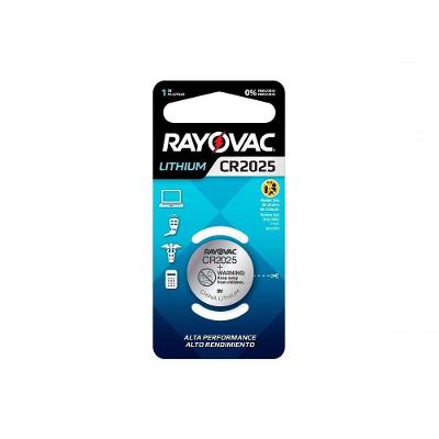 Bateria de Lítio Rayovac CR2025 3V para Relógios, Controles Remotos, Chaves Eletrônicas