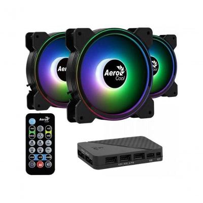 Kit de Coolers para Gabinete Saturn 12 Pro ARGB com 3 Ventiladores 120MM Hub Preto Aerocool