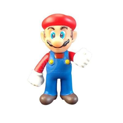 Kit Boneco Articulado Mario World 12CM com Caneca Temática 350ML Vinil Smart Bracelet