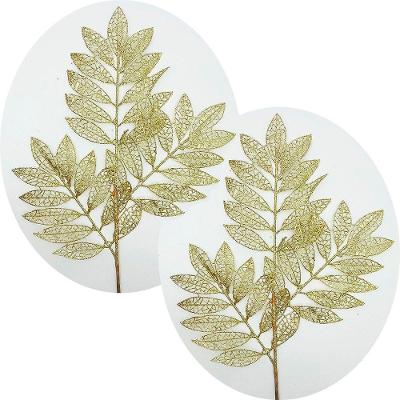 Planta Decorativa de Natal Planta de Natal com Glitter Dourado Kit 12 Unidades para Árvores