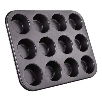 Forma Aço Antiaderente 12 Cavidades para Pão de Queijo Cupcake Empadinha Preta Bigsul