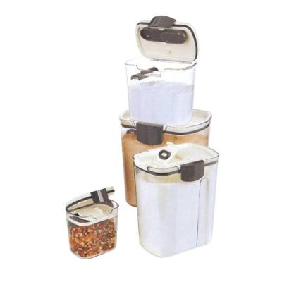 Kit de Potes Hermético 4 Peças Multi Dispenser Açucareiro Porta Grãos Plástico Vedação Hermética