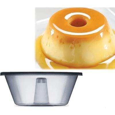 Forma para Pudim Plástico Grande com Tampa 500ML Kit 6 Unidades Transparente Higipack