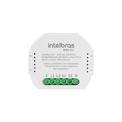 Interruptor Controlador Dimmer Wi-Fi EWS 252 com Controle Via App Izy para Dois Ambientes Branco