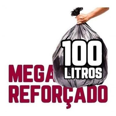 Saco de Lixo Mega Reforçado Preto 100L com 100 Unidades para Lixeiras de 50 a 70L Higipack