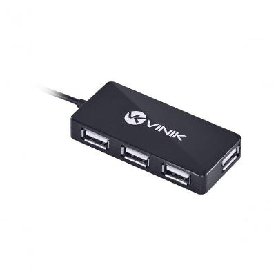 Hub USB 2.0 HUV-20 com 4 Portas e Cabo de 1,2M com Proteção de Sobrecarga Preto Vinik