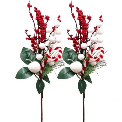 Kit Arranjo Decorativo de Natal Arranjo Pick Berry Artificial com 10 Peças Nevadas Vermelho Outras