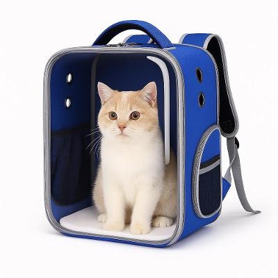 Mochila Transparente Astronauta Yeet para Pet Cachorro e Gato em PC Poliuretano Oxford Acrílico Azul