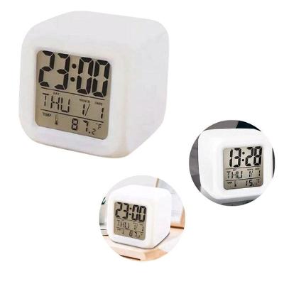 Kit 03 Mini Relógio Branco Digital Despertador e Luminária Top Rio Comercial com Display LED Data