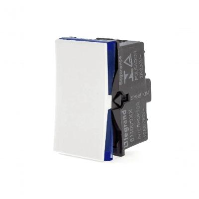 Interruptor Simples 611000BC 10A 250V Design Modular com Tecla Visor Azul Branco Legrand