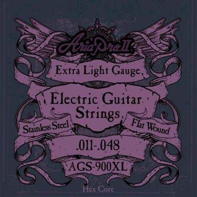 Encordoamento Para Guitarra Flat Wound .011 Ags900xl Aria Pro Ii [f002]