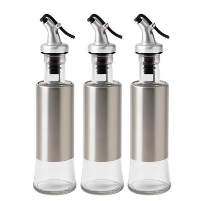 Kit Galheteiro Porta Azeite e Vinagre 15805 Vidro e Inox com Dosador Anti-respingo Prata em Casa Tem