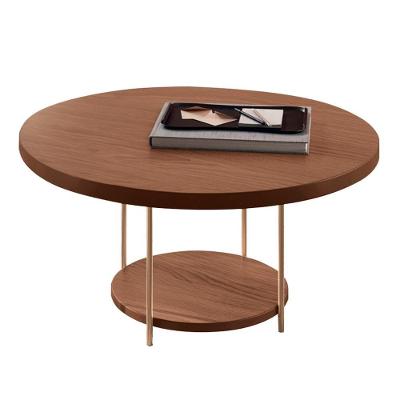 Mesa De Centro Redonda Tampo De Vidro Mindy H01 Castanho - Mpozenato
