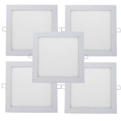 Kit 5 Plafon Painel LED de Embutir Downlight 18W 6500K Luz Fria Bivolt para Teto Interno Annly Leds